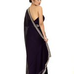 Burgundy Georgette Saree with Stone and Cutdana Embellished Border - Anvi Couture