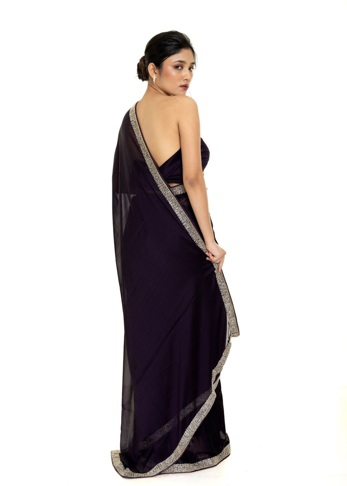 Burgundy Party Wear Saree