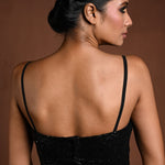 Black Sequin Spaghetti Strap Blouse with Back Closure - Anvi Couture