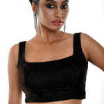 Dark Brown Sleeveless Velvet Modern Blouse - Anvi Couture