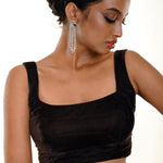 Dark Brown Sleeveless Velvet Modern Blouse - Anvi Couture