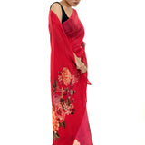 Red Floral Painted Pure Organza Silk with Unstitch Blouse Piece - Anvi Couture