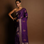 Purple Boota Silk Handloom Banarasi Saree - Anvi Couture