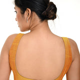 Mustard Yellow Silk Modern Sleeveless Blouse - Anvi Couture