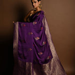 Purple Boota Silk Handloom Banarasi Saree - Anvi Couture