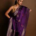 Purple Boota Silk Handloom Banarasi Saree - Anvi Couture