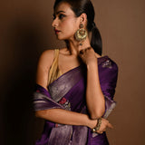 Purple Boota Silk Handloom Banarasi Saree - Anvi Couture