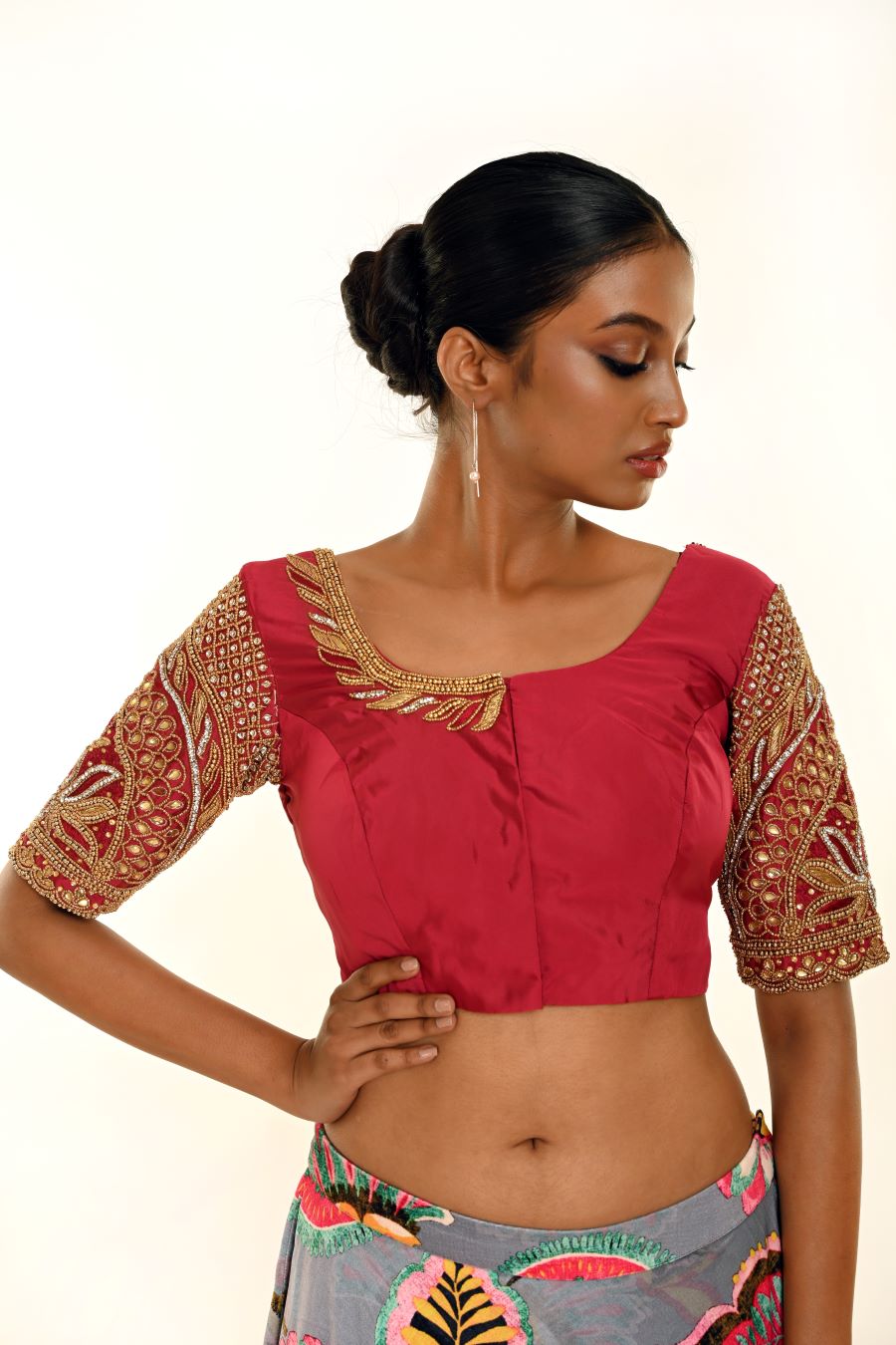 Maroon Pure Silk Hand Embroidered Bridal Blouse - Anvi Couture