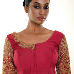 Maroon Pure Silk Hand Embroidered Bridal Blouse - Anvi Couture