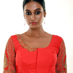 Red Bridal Blouse with Heavy Hand Embroidery - Anvi Couture