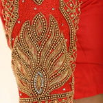 Red Bridal Blouse with Heavy Hand Embroidery - Anvi Couture