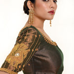 Aari Work Bridal Blouse in Copper Brown Dual Tone - Anvi Couture