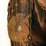 Aari Work Bridal Blouse in Copper Brown Dual Tone - Anvi Couture