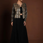 Black Jacket Lehenga with Gold Sequin Embellishment - Anvi Couture