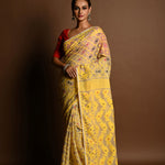 Yellow Soft Dhakai Jamdani Saree - Anvi Couture