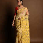 Yellow Soft Dhakai Jamdani Saree - Anvi Couture