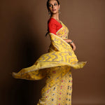 Yellow Soft Dhakai Jamdani Saree - Anvi Couture