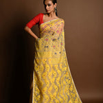 Yellow Soft Dhakai Jamdani Saree - Anvi Couture