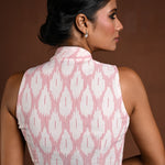 White Collar Blouse in Cotton with Red Detailing - Anvi Couture
