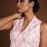 White Collar Blouse in Cotton with Red Detailing - Anvi Couture