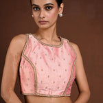 Pink Hand Embroidery Party Wear Blouse with Pearl and Cut dana Embellishment - Anvi Couture