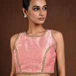 Pink Hand Embroidery Party Wear Blouse with Pearl and Cut dana Embellishment - Anvi Couture