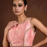 Pink Hand Embroidery Party Wear Blouse with Pearl and Cut dana Embellishment - Anvi Couture