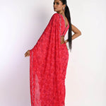 Pink Printed Saree in Georgette with Cut dana and Pearl Embroidery - Anvi Couture