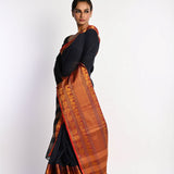 Dark Blue & Red Mangalagiri Saree