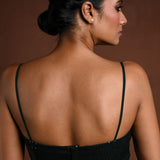 Green Sequin Blouse with Spaghetti Straps - Anvi Couture