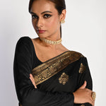 Black Satin Silk Zari Banarasi