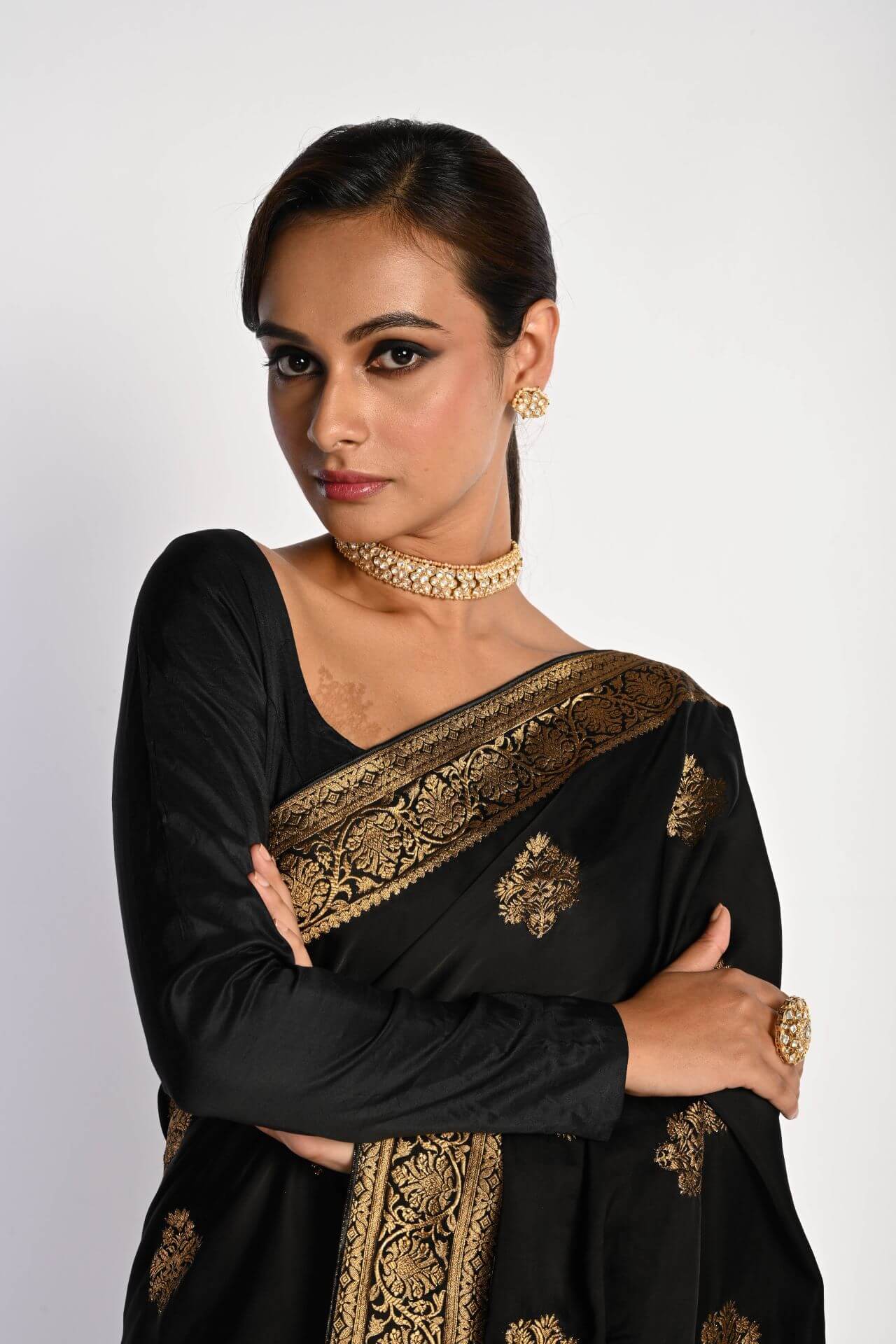 Black Satin Silk Zari Banarasi