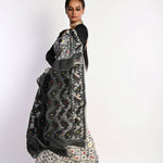 Black and White Dhakai Jamdani Cotton Handloom Saree - Anvi Couture