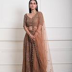 Mocha Brown Cutdana Embroidered Lehenga-Exquisite Indian Attire