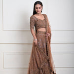 Mocha Brown Cutdana Embroidered Lehenga-Exquisite Indian Attire