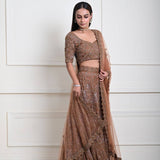 Mocha Brown Cutdana Embroidered Lehenga-Exquisite Indian Attire