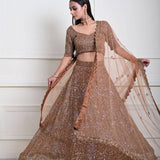 Mocha Brown Cutdana Embroidered Lehenga-Exquisite Indian Attire