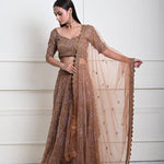 Mocha Brown Cutdana Embroidered Lehenga-Exquisite Indian Attire