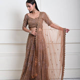 Mocha Brown Cutdana Embroidered Lehenga-Exquisite Indian Attire