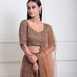 Mocha Brown Cutdana Embroidered Lehenga-Exquisite Indian Attire