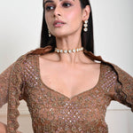 Mocha Brown Cutdana Embroidered Lehenga-Exquisite Indian Attire