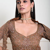 Mocha Brown Cutdana Embroidered Lehenga-Exquisite Indian Attire