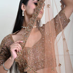 Mocha Brown Cutdana Embroidered Lehenga-Exquisite Indian Attire