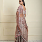 Dusty Pink Bridal Lehenga Set in Net with All Over Embroidery and Dupatta