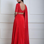 Red Satin Silk Bridal Lehenga Set with Mirror work 