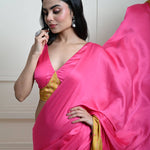 Elegant Ruffle Detailing on Two-Tone Saree