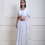 Timeless Ivory White Bridal Lehenga | Pearl Hand Embroidery