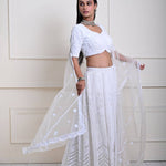 Timeless Ivory White Bridal Lehenga | Pearl Hand Embroidery