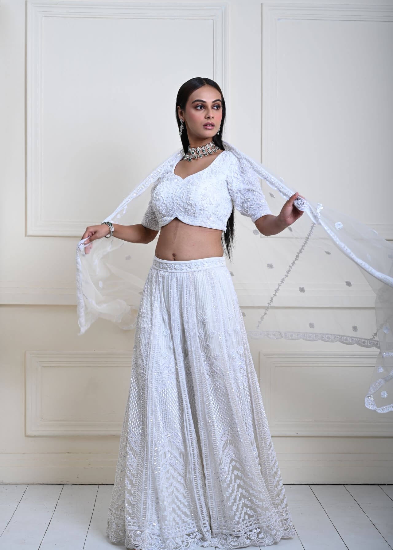 Elegant Ivory White Lehenga Set | Wedding Attire