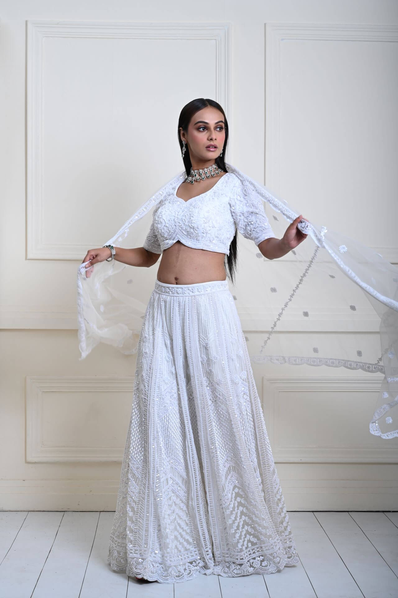 Elegant Ivory White Lehenga Set | Wedding Attire